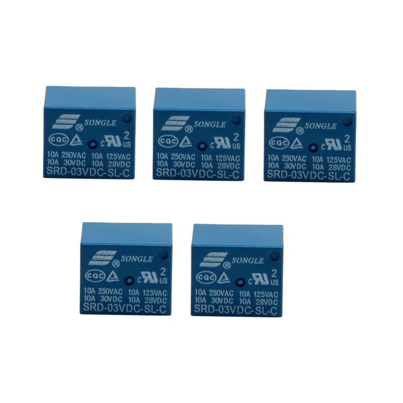 

5Pcs Mini 3V DC SONGLE Power Relay SRD-3VDC-SL-C PCB Type Set