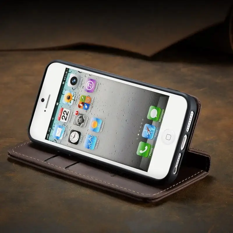 Роскошный чехол-книжка из чехол для iphone 5 5S SE кожи для iphone 5 s, чехол-книжка на магнитной застежке, деловой защитный чехол для телефона