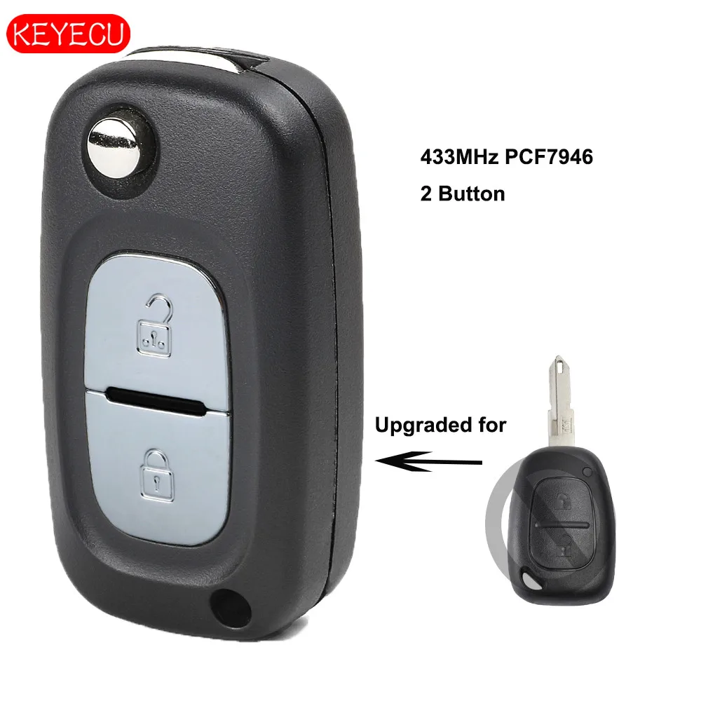 Keyecu модифицированный флип дистанционный ключ 2B 433 МГц PCF7946 чип для Renault VIVARO MOVANO