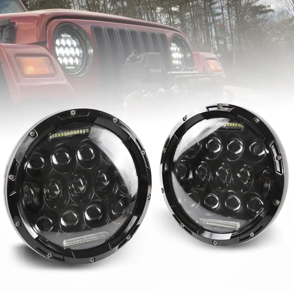 Автомобильный светодиодный 7 дюймов круглый фар Conversion Kit для Lada Niva Offroad Для Jeep Wrangler JK TJ CJ Hummer защитник