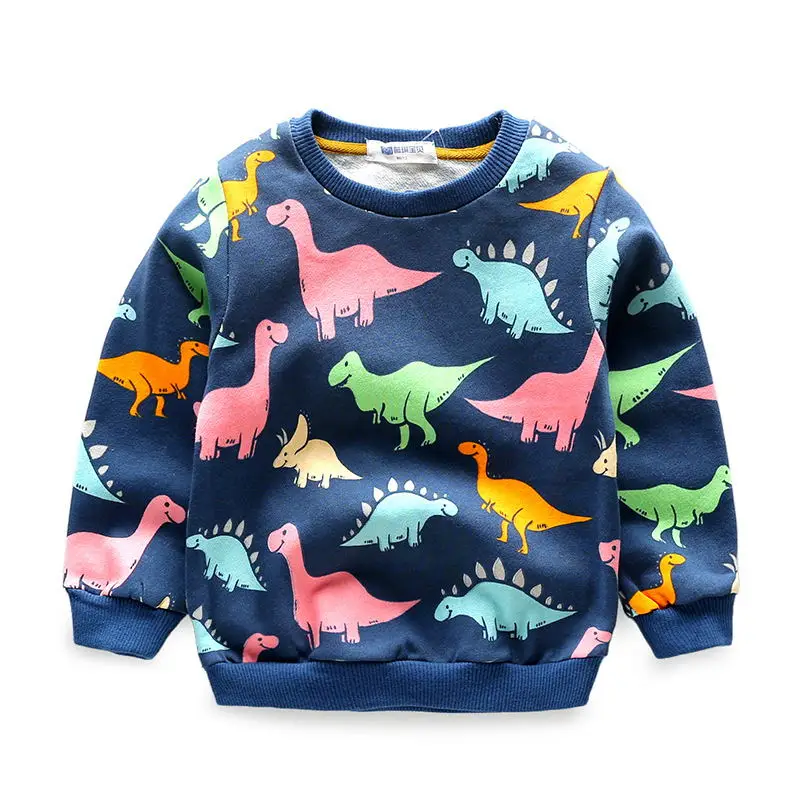Camisa de Algodão dos Desenhos Topos da Criança Outono Crianças Animados Imprimir Jurássico Mundo Dinossauro Meninos Meninas Cabolsa Moletons Vestuário 2020 t 8 Cheap Camisetas
