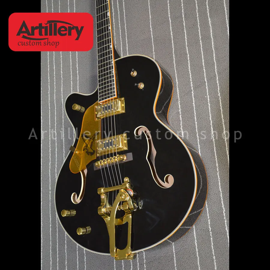 Factory custom left handed F hole semi hollow body Gretsch jazz guitar