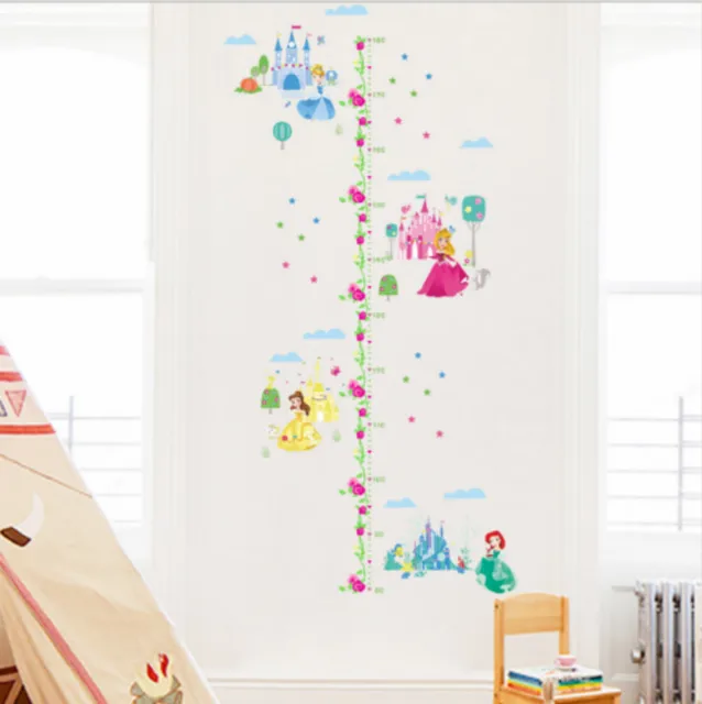 Personalized Princess Castle Growth Chart Wall Decal for Kids Room