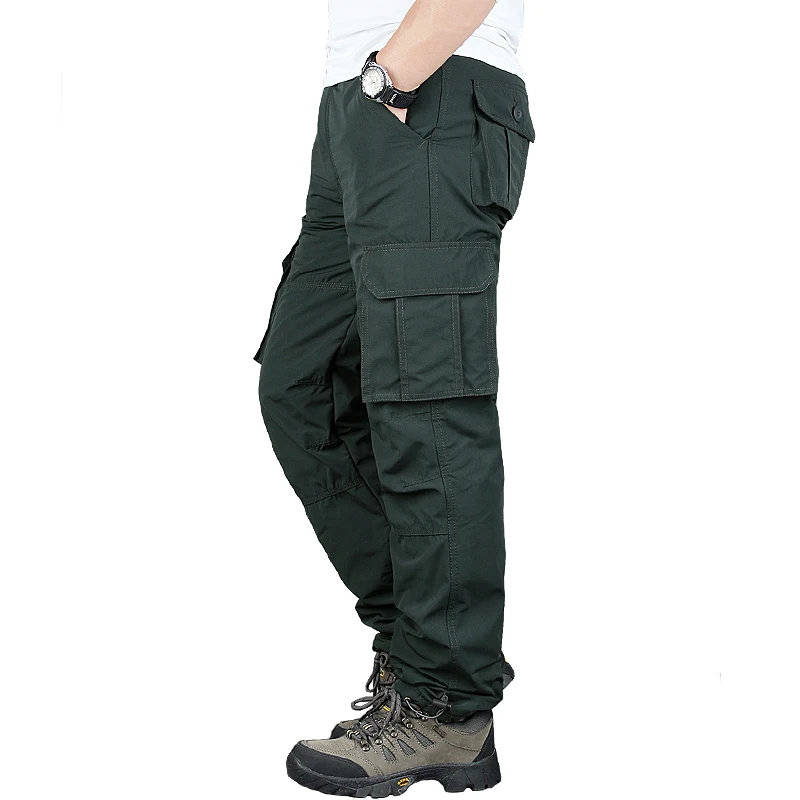 Зимние мужские теплые флисовые брюки карго, мужские двухслойные мешковатые брюки для мужчин, военные тактические брюки, утепленные брюки размера плюс