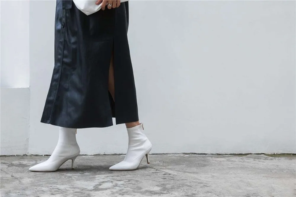 zíper branco preto cor meados de bezerro botas l27