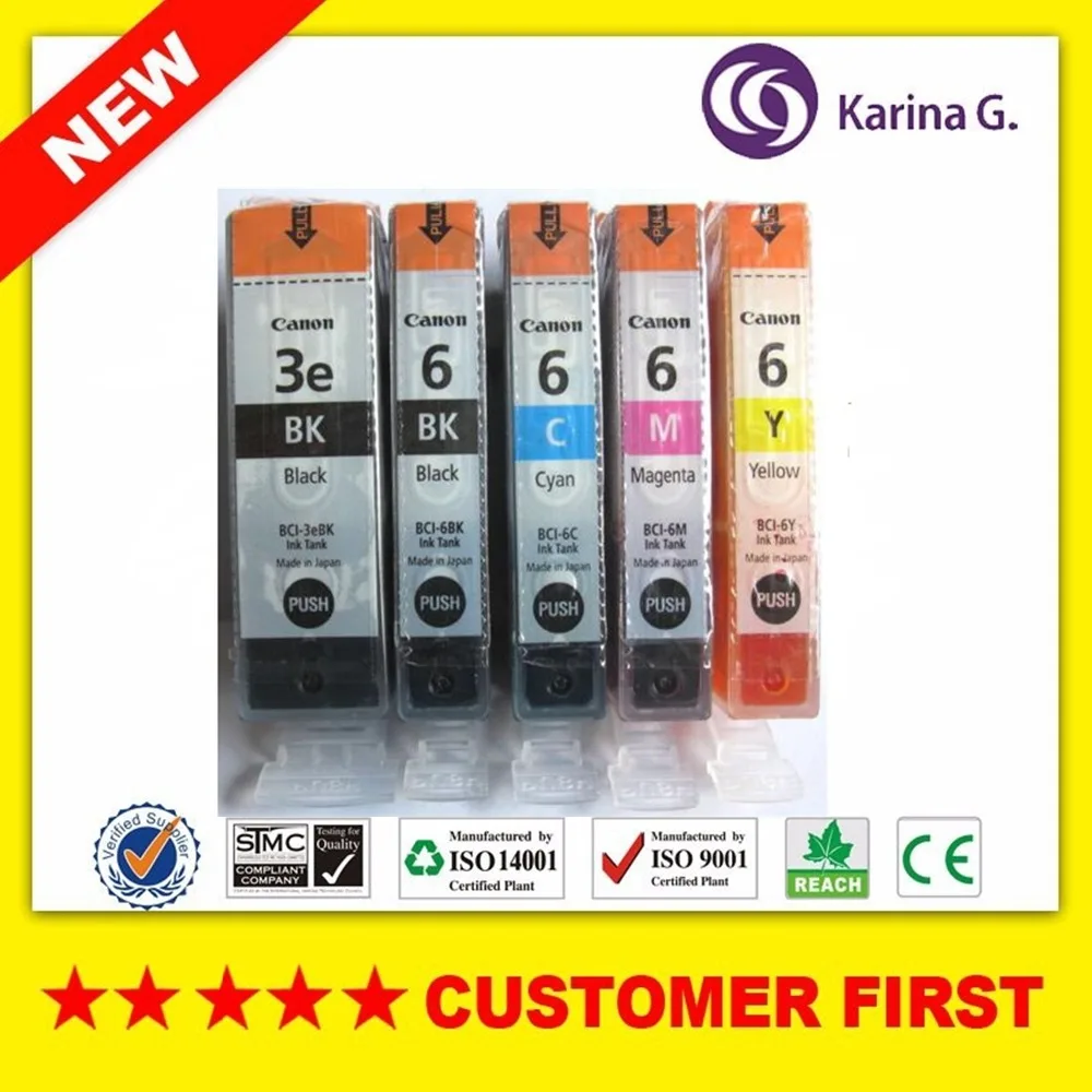 5PCS For BCI 3eBK BCI 6BK/C/M/Y Compatible Ink Cartridge without chip For CANON PIXMA iP4000
