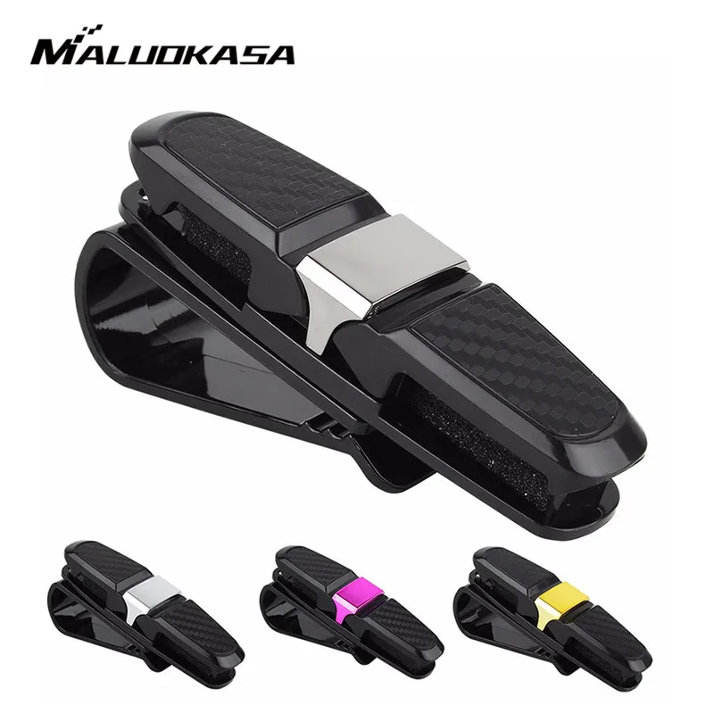 

Car Sun Visor Glasses Clips Carbon Fiber Card Pen Holder 180 Degree Rotate Dual Side Clips Car Sunshade Storage Organizer Clips