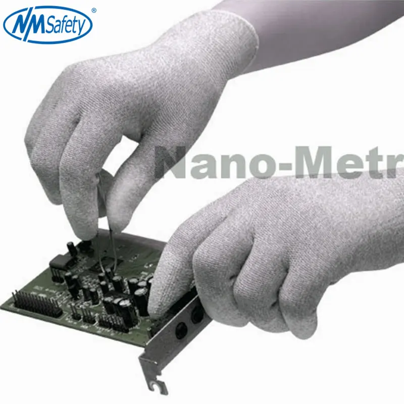 NMSAFETY серый ОУР безопасности перчатки с антистатической Функция смоченным ПУ палец электронные работы перчатки