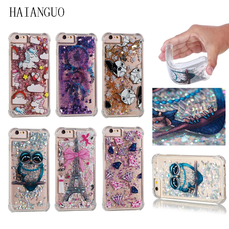 

HAIANGUO For iPhone 7 Case Glitter Bling Liquid Sand Star Quicksand soft Case For iPhone 6S Case 5S SE 6 7 8 Plus iphone X case