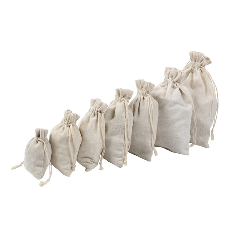

11.8*15.7inch Shoulder Storage bag Men Large Drawstring Calico Linen Big Tote 15x20cm 5.9*7.9inch Beige Brand new