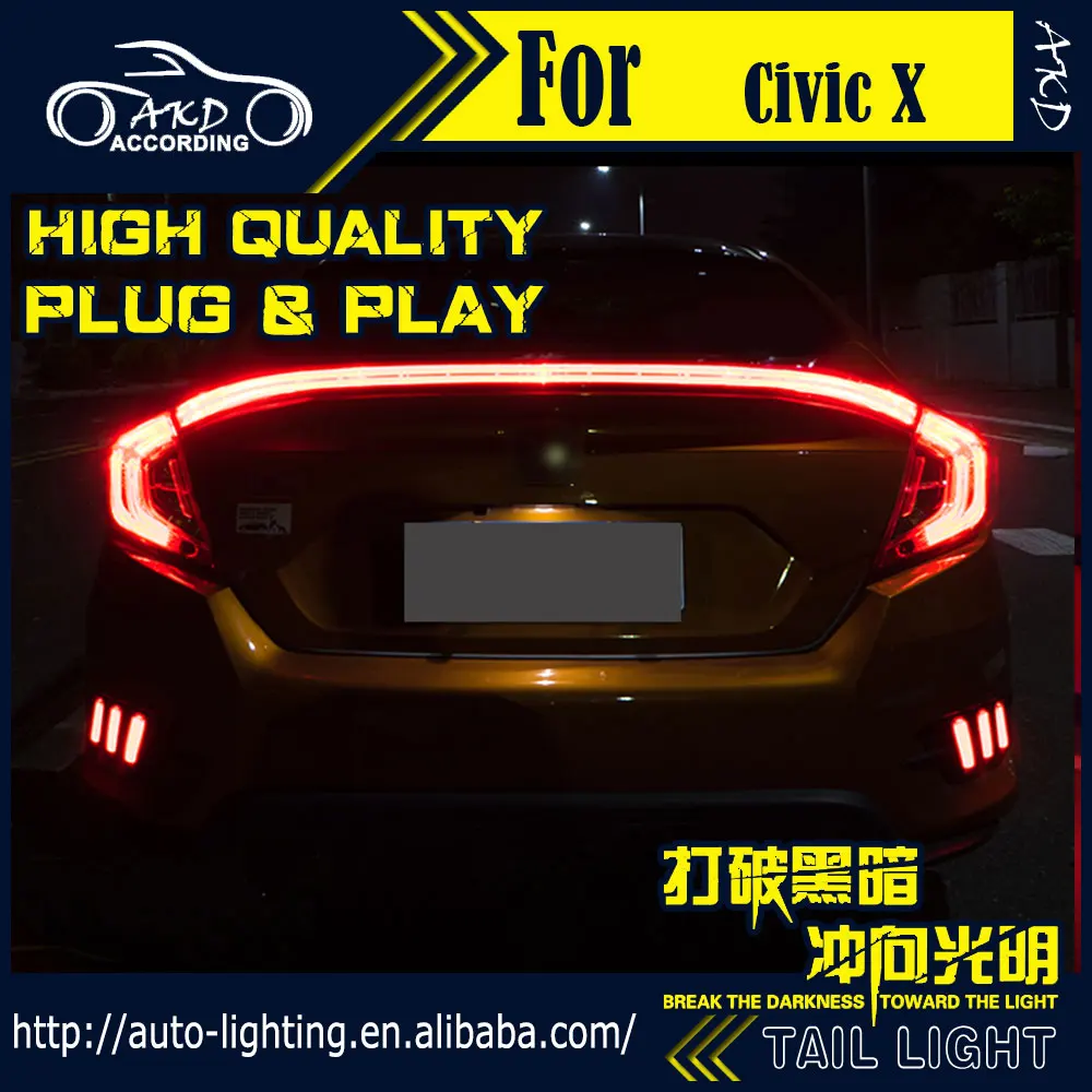 

AKD Car Styling Tail Lamp for Honda Civic Tail Lights 2016 Civic X LED Tail Light LED Signal LED DRL Stop Rear Lamp Accessories