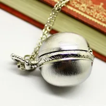 Подарок на день рождения белое ожерелье карманные часы ретро сплав кварцевые часы мини в форме шара цепь ремень блочные часы для подруги LL