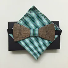 Грецкий орех гравировка по дереву галстук-бабочка s галстук с зеленым клетчатым карманом квадратный для мужчин деревянный галстук-бабочка галстук мужские Галстуки мужской галстук