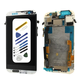 

For HTC One 5.0" Original M8 LCD Display touch screen digitizer with white frame Single Sim Replacement