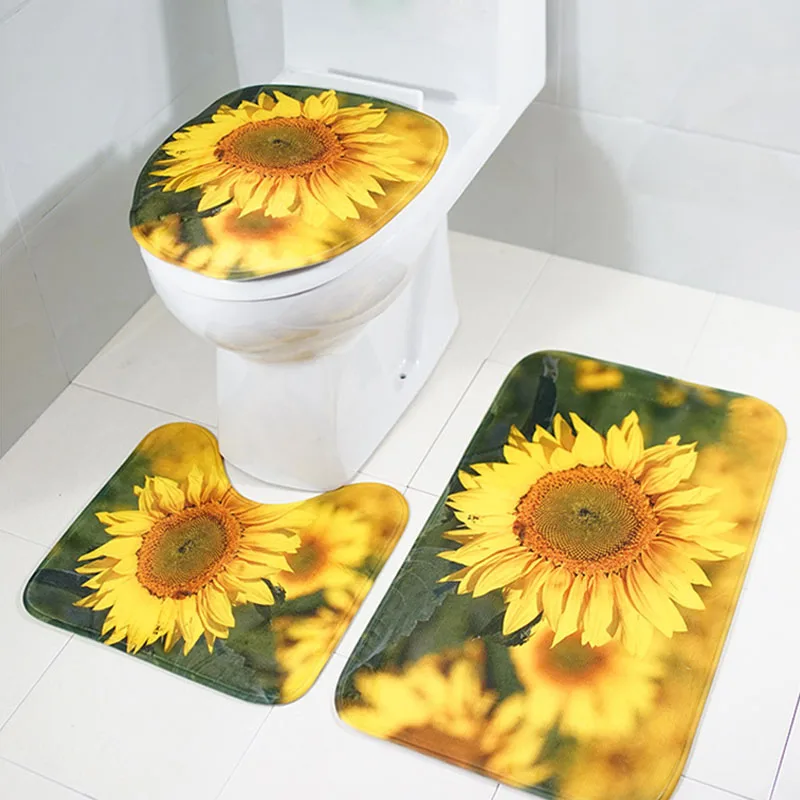 

3Pcs/set Bathroom Non-Slip Pedestal Rug + Lid Toilet Cover + Bath Mat Bathroom Decoration 2018ing