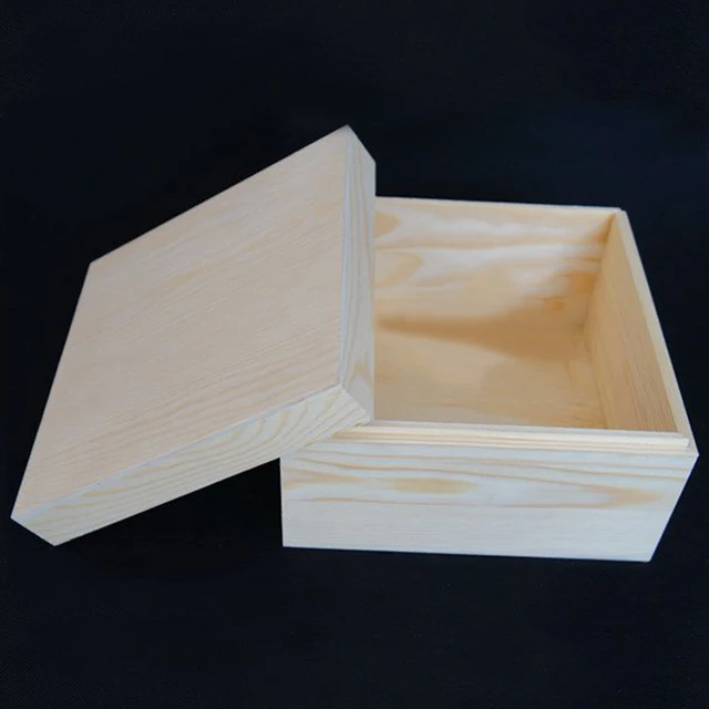 Vintage 20x20 Square Wooden Storage Box Natural Ng Vintage 20x20 Square Wooden Storage Box Natural Ng Craft Jewelry Tea Coffee Home Organizer