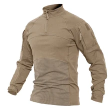 TACVASEN – T-Shirt à manches longues pour homme, style militaire, à séchage rapide, grande taille, pour la chasse et la pêche