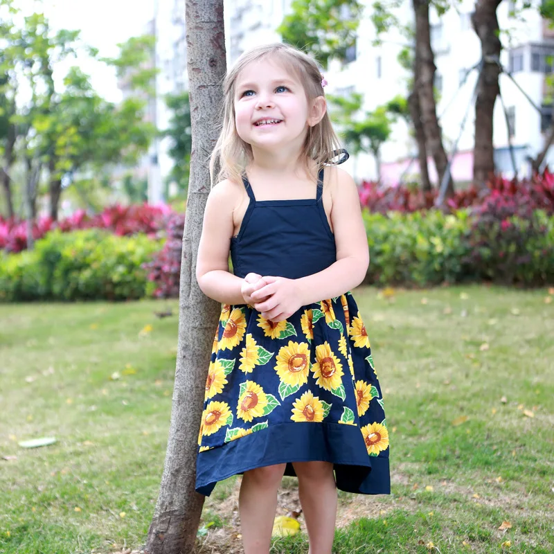Girls Baby Summer Sunflower Lace Dress Vestidos Beach Style Floral Children Princess Dress Backless Girls Casual Sundress (11)