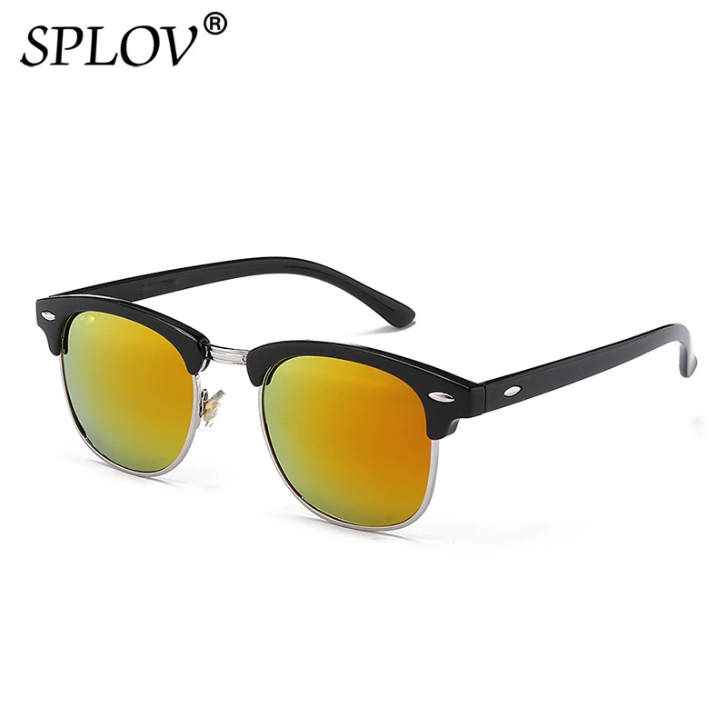 

SPLOV Semi Rimless Polarized Sunglasses Men Women Brand Designer Classic Half Frame Sun Glasses Retro Rivet Oculos De Sol UV400