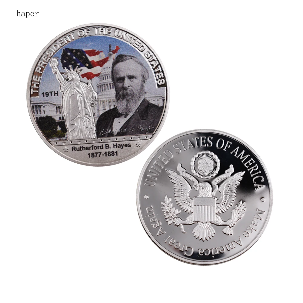 American President Souvenir Coin Rutherford Birchard Hayes Silver Coin US 19th Souvenir Coin Art