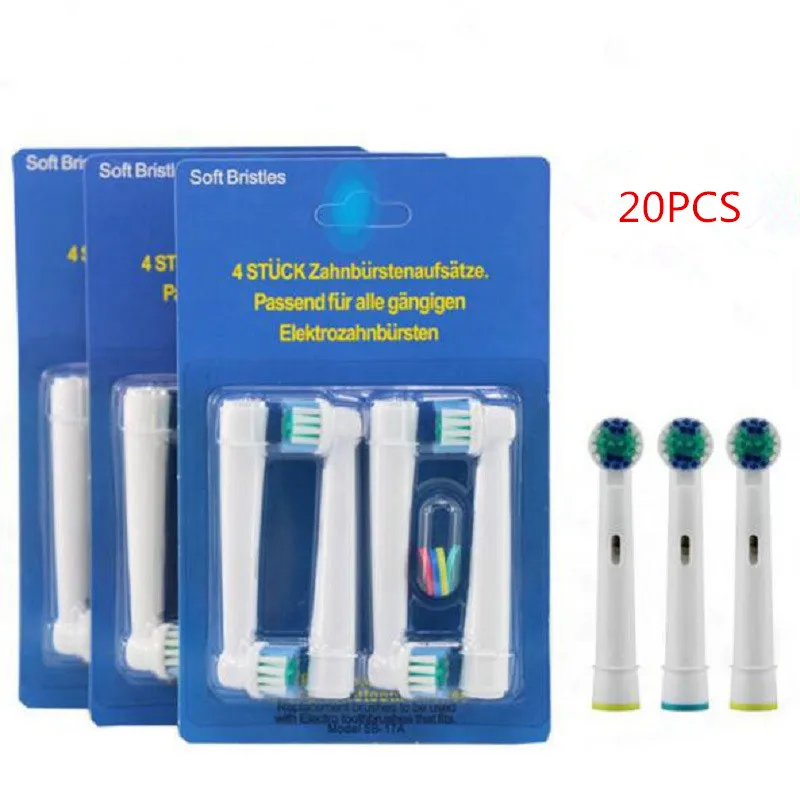 20 pcs Electric Toothbrush Heads SB-17A Replacement Soft-bristled POM 4 Colors For Oral B 3D 20 pcs Electric Toothbrush Heads SB-17A Replacement Soft-bristled POM 4 Colors For Oral B 3D