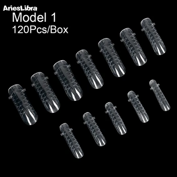 

AriesLibra 120 Pcs Quick Building Mold False Nails Reusable Clear Nail Tips Manicure Tools for Extension Gel Nail Mold