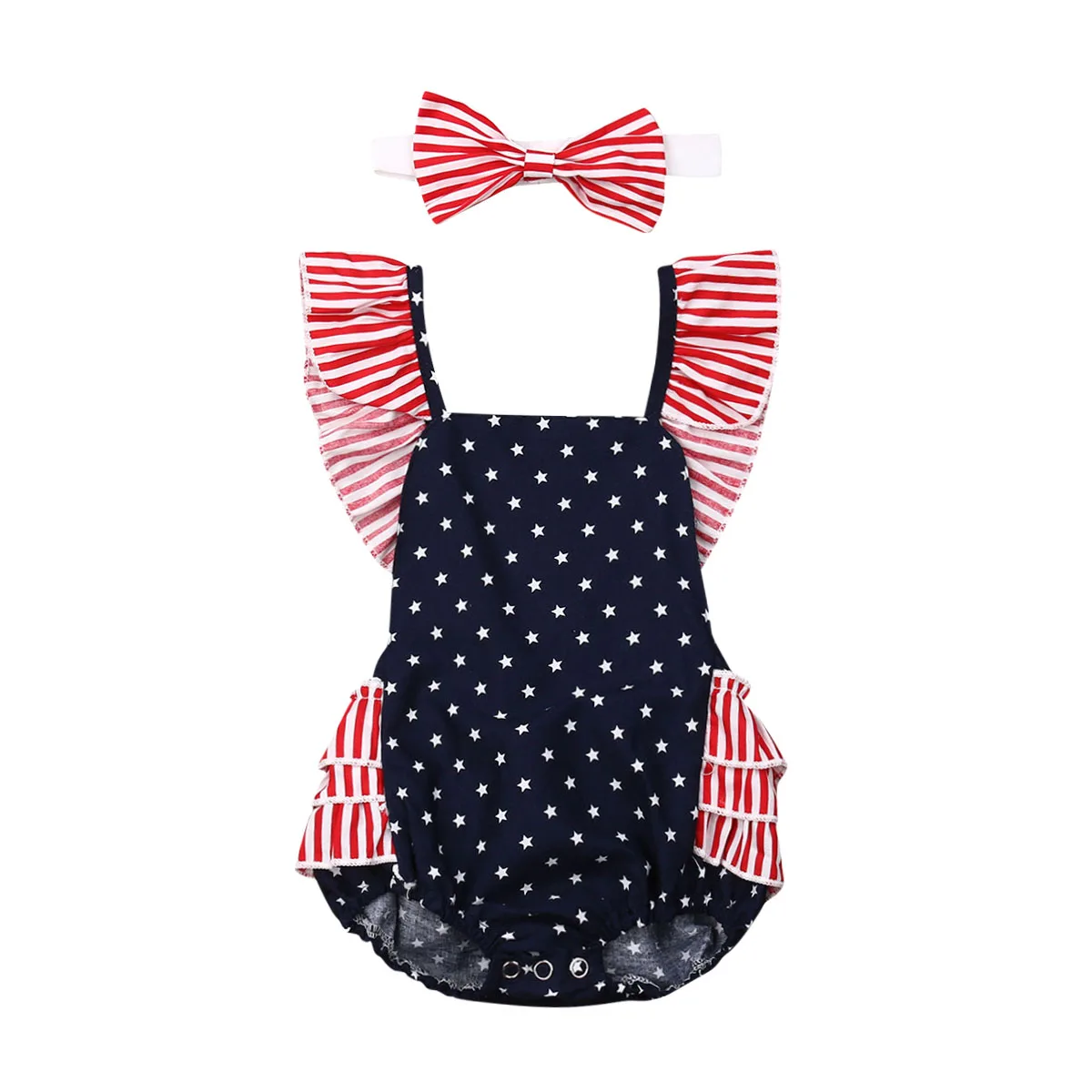 

4th of July Newborn Toddler Baby Girls Romper Jumpsuit My 1st Independence Day Infant Baby Girls Summer Clothing