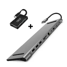 Multi-function 11-in-1 USB C Docking Station&6-in-1 Hub to HDMI/VGA/Mini DP/SD/RJ45/USB/PD Port for MacBook Pro,Chromebook Pixel