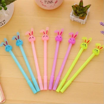 

8pcs Cartoon Creative Cute Long Ears Meng Rabbit Gel Pen Black Office Stationery Learning Tools Supplies Random