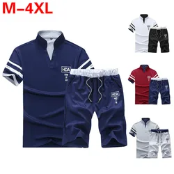Verano Polo camisa de Polo de manga corta + Pantalones cortos traje de hombre sólido Jersey transpirable 2 PC superior conjunto corto de Fitness sportsuits hombres Verano Polo camisa de Polo de manga corta + Pantalones cortos traje de hombre sólido Jersey transpirable 2 PC superior conjunto corto de Fitness sportsuits hombres