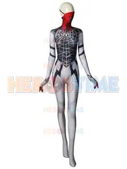 

Custom Made Silk Spiderman Costume Symbiote Silk Printed Superhero Costumes 3D Print Halloween Cosplay Bodysuit With Half Mask