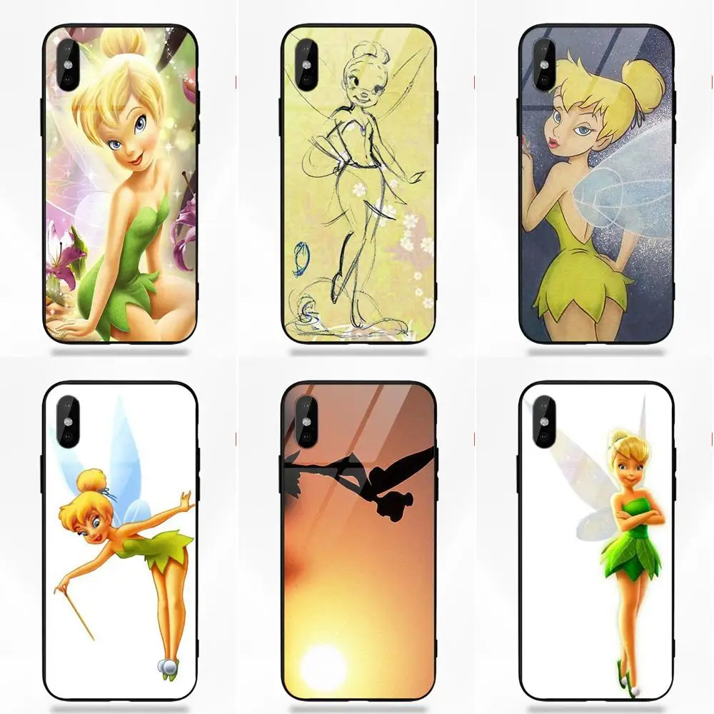 Vvcqod Soft TPU Frame+Tempered Glass Capa Case Mischievous Tinkerbell For Apple iPhone 5 5C 5S SE 6 6S 7 8 Plus X XS Max XR | Мобильные