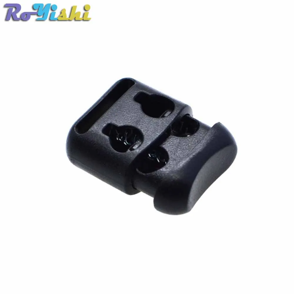 10 шт./упак. 2 отверстие для шнура черные фиксаторы шнура|cord lock stopper|2 hole cord lockcord toggles |
