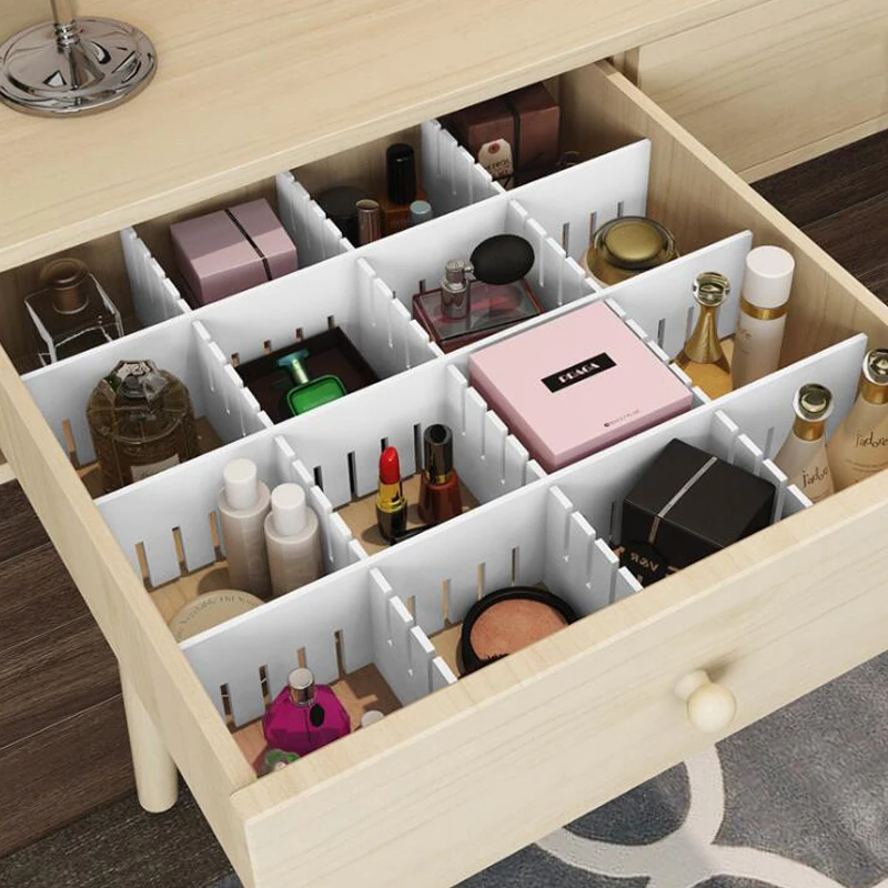 8pcs/set Storage Drawer Dividing Plates Adjustable Plastic Separator