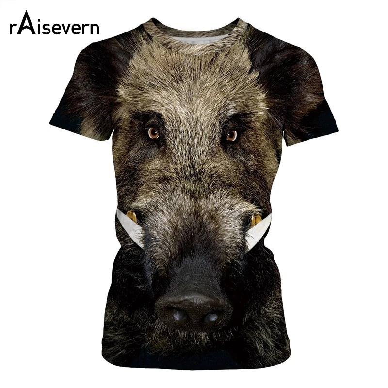 

Raisevern Wild Boar Print 3D T shirt Men Women Short Sleeve Tee Shirt Plus Size Summer Tees Tops Camisetas Dropship