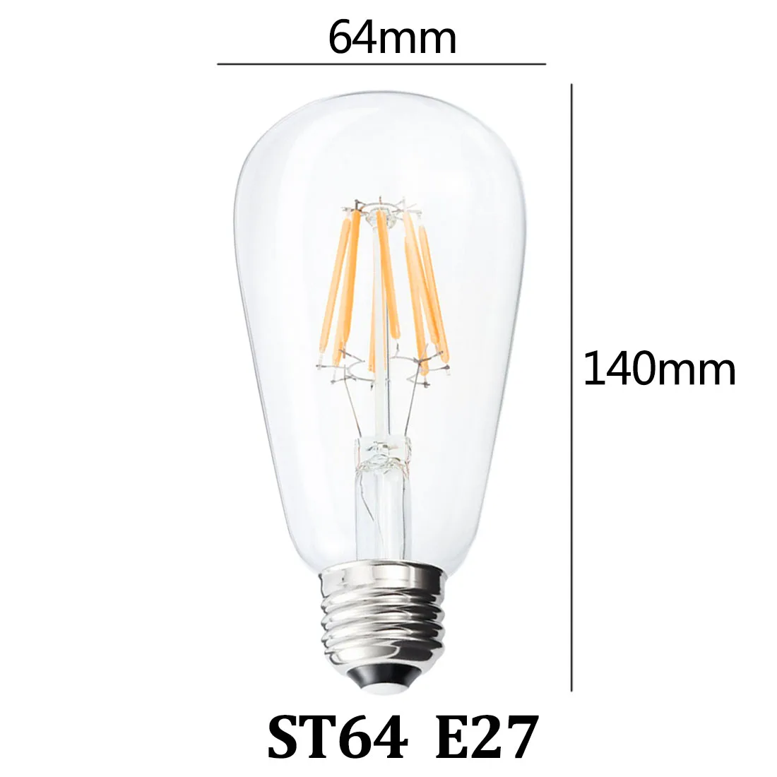 E14 Vintage Candle LED Filament Bulb E27 Retro Edison Lamp Light Globe Chandelier Lighting COB Home Decor Energy Saving Hot sale - Испускаемый цвет: ST64