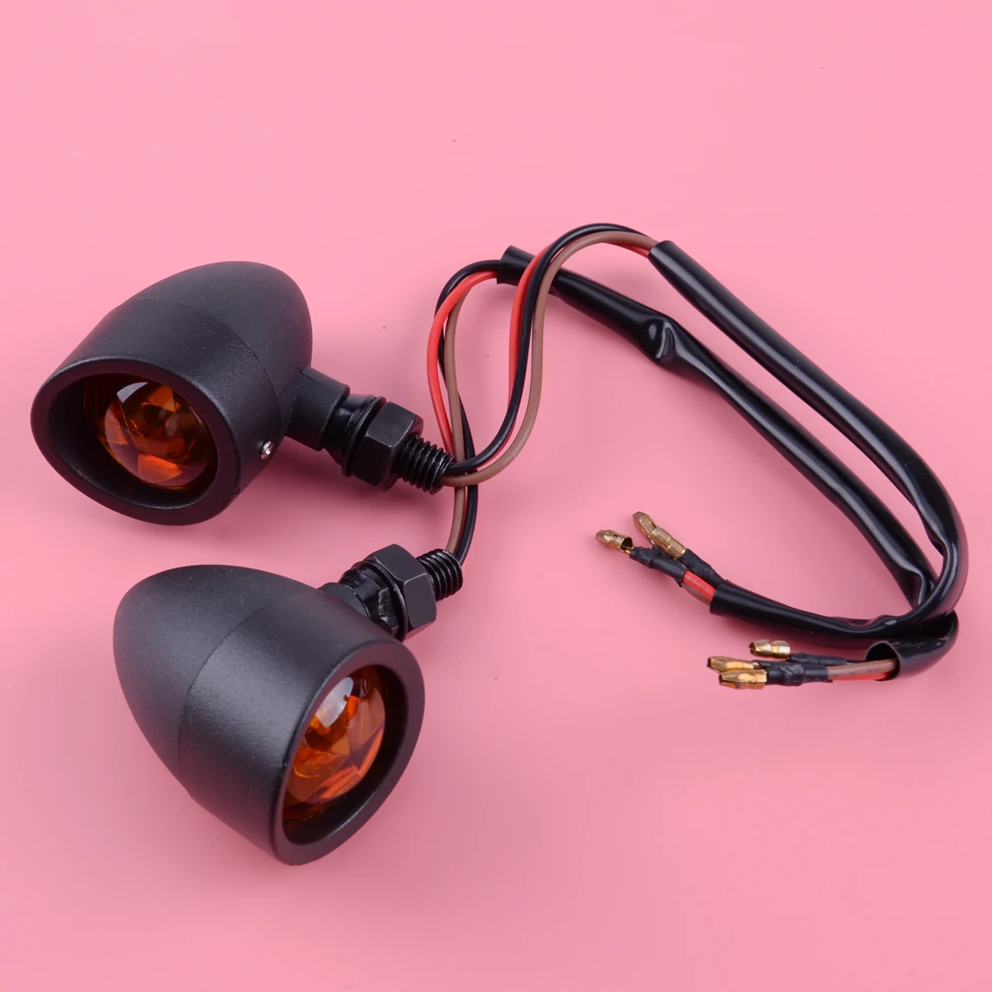 DWCX 2pcs 12V Motorcycle Amber Bullet Rear Tail Brake Stop Running Blinker Lamp Light 10mm Bolts