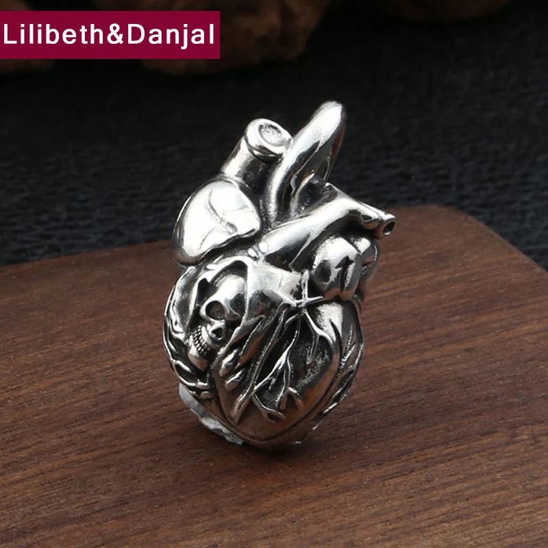 

2019 Punk Creative Skull Heart Pendant 100% 925 Sterling Silver Jewelry Men Women Mothers Day Africa Necklace Pendant making P37