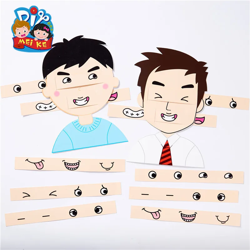 

Children DIY Daddy Expression Design Toys Handmade Paper Board Craft Toys Kids Creative Puzzle Toys