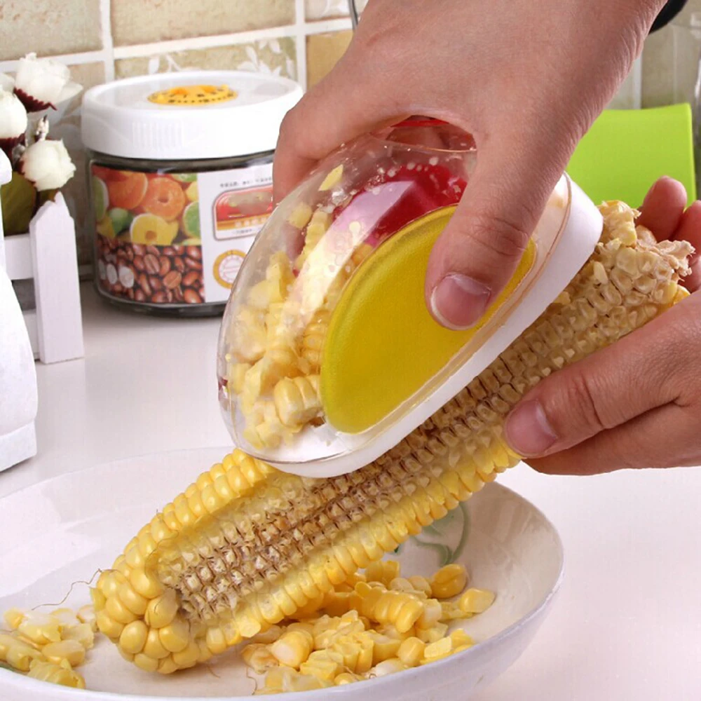 Useful Corn Peeler Kitchen Helper Remove Cob Corn Cutter Peeler Thresher Stripper Set Tools