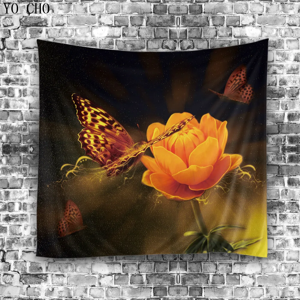 

YO CHO 1 piece polyester butterfly mountain view wall hanging tapestry popular 3d digital printed multi-size rectangle tapestry