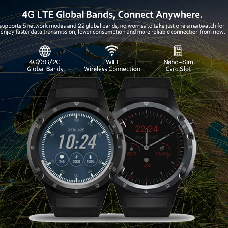 4G Wifi gps Смарт часы телефон часы SIM 1 Гб+ 16 Гб 5.0MP камера SmartWatch Android 7,1 часы MTK6739 четырехъядерный Zeblaze THOR 4 pro