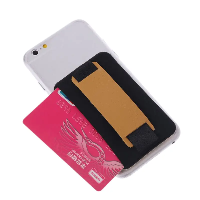 

Lycra Leather Adhesive Sticker Back Cover Card Case Pouch Holder For Cell Phone
