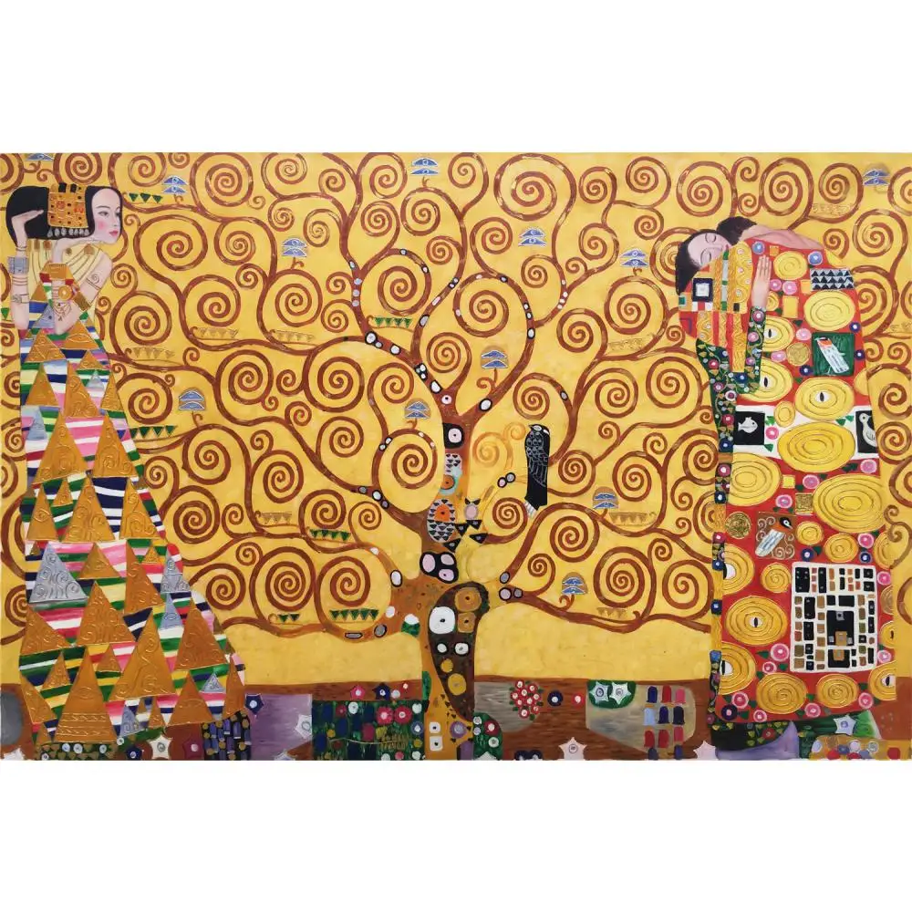 

Hand painted beautiful oil paintings The Tree of Life Stoclet Frieze Gustav Klimt art reproduction modern golden canvas painting