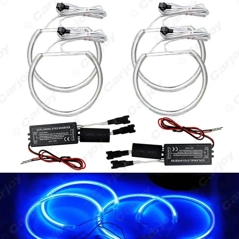 

4X 127.5mm Blue Car CCFL Halo Rings Angel Eyes LED Headlights for BMW E32.E34.E30.E39OEM Auto Light Kits #CA4164