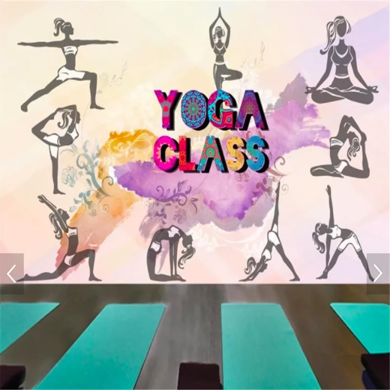 

Modern hand-painted yoga studio decorative wallpaper Customized mural for Gym Yoga studio paper wall decor wall mural