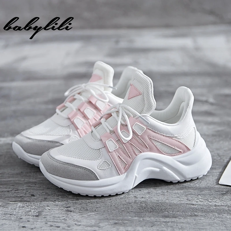 

Sneakers Women Summer Vulcanize Female Fashion Sneakers Lace Soft Basket Femme Dad Platform Breathable Mesh Sneakers for Women