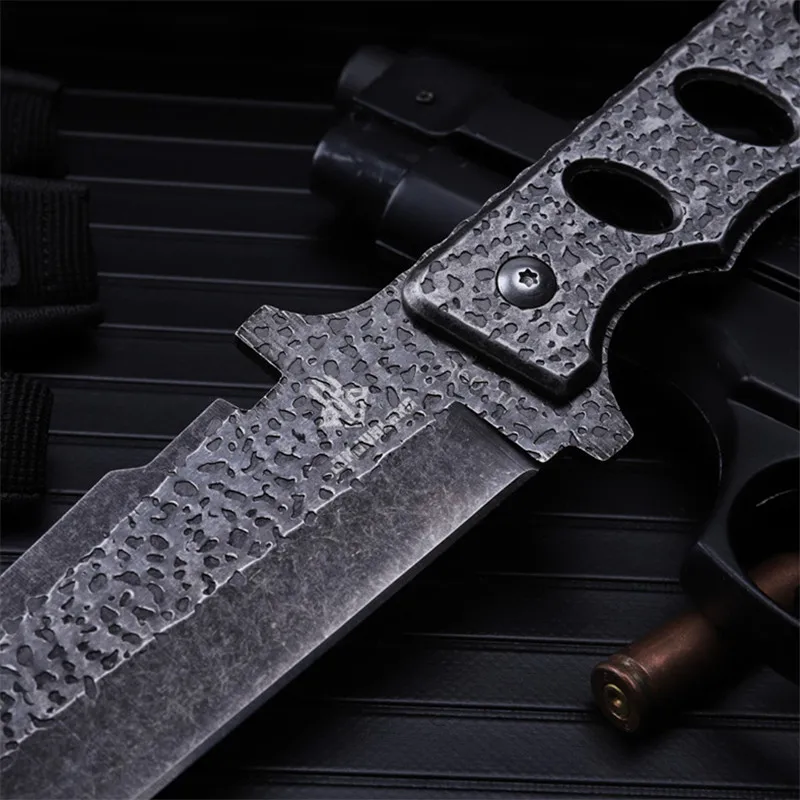 Outdoor self-defense field high hardness saber wilderness survival fruit knife small straight knife folding knife engraving