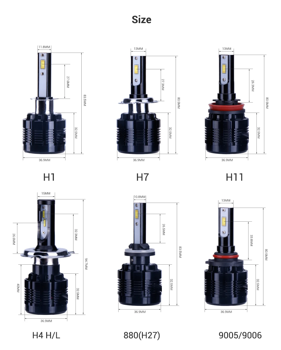 TC-X фар автомобиля H7 H4 LED H8 H11 HB3 9005 Диодная лампочка для авто HB4 9006 H1 H3 H13 9004 9007 свет лампы для автомобилей 6000 К avtolamp