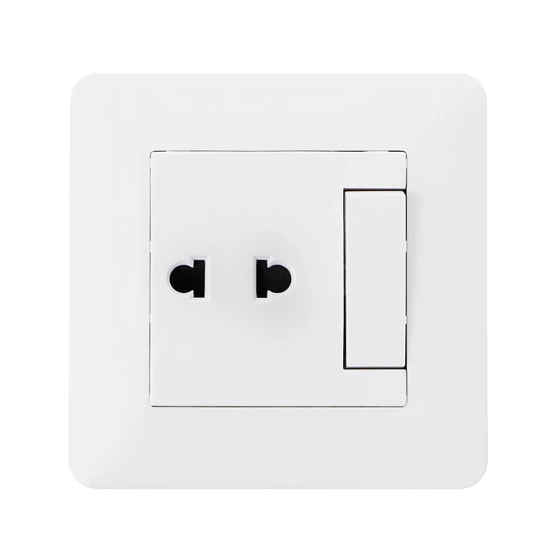 

1 Pc Universal socket 2 Hole Universal Power Socket With 1 Gang 2 Way Light Switch Porcelain Ivory White C1-068 250V 10A